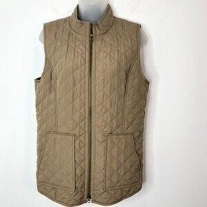 J.Jill Women's Heritage Quilted Vest Size Small Tan Full Zip Front Outdoor Wear